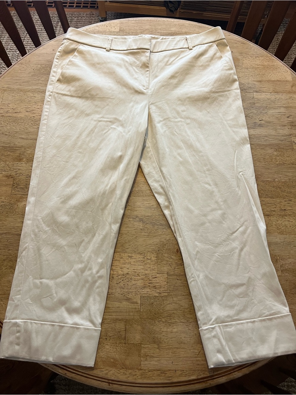 Chico's Classic Cream Dress Chinos with Cuffed Hem